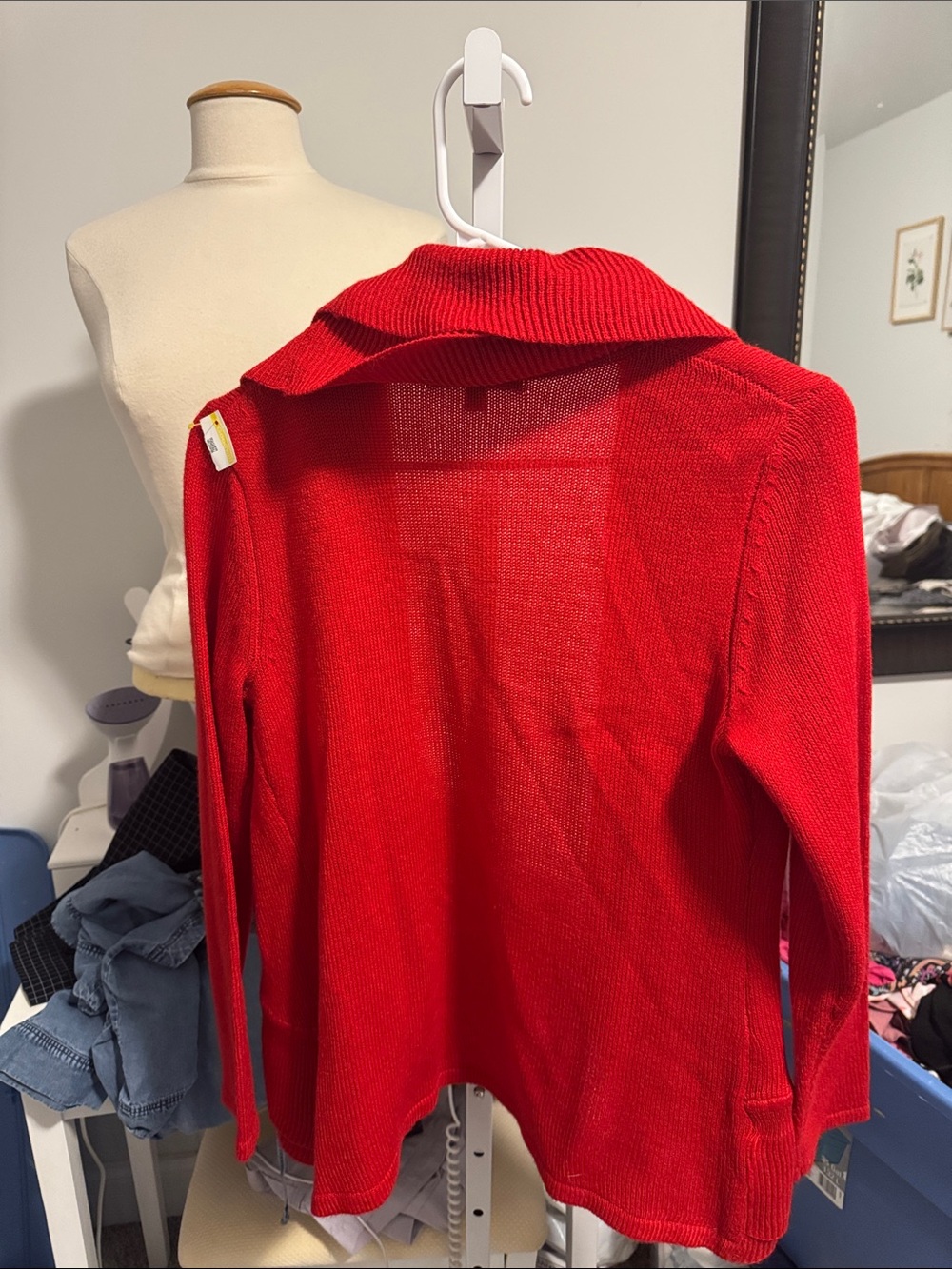 Cable & Gauge Red Draped Open-Front Cardigan - Picture 3 of 3